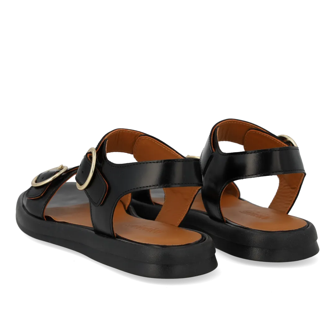 Sandal with gold buckle