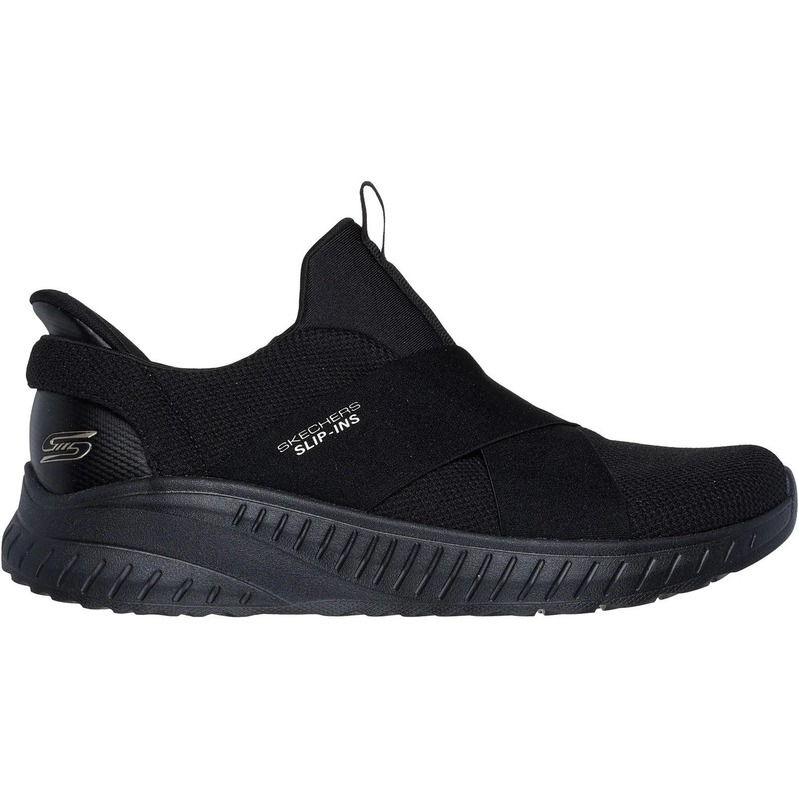 Skechers Womens Bobs Squad Chaos Your Moment 117505-BBK Black Slip On Shoe
