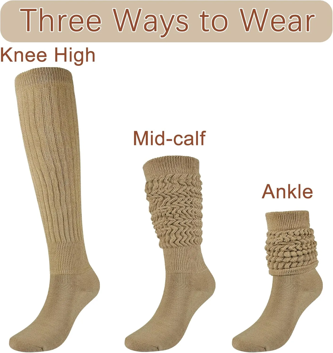 Slouch Socks Girls Cushioned Chunky Stacked Boot Socks Soft Knit Warm Long Knee High Socks Scrunch Kids