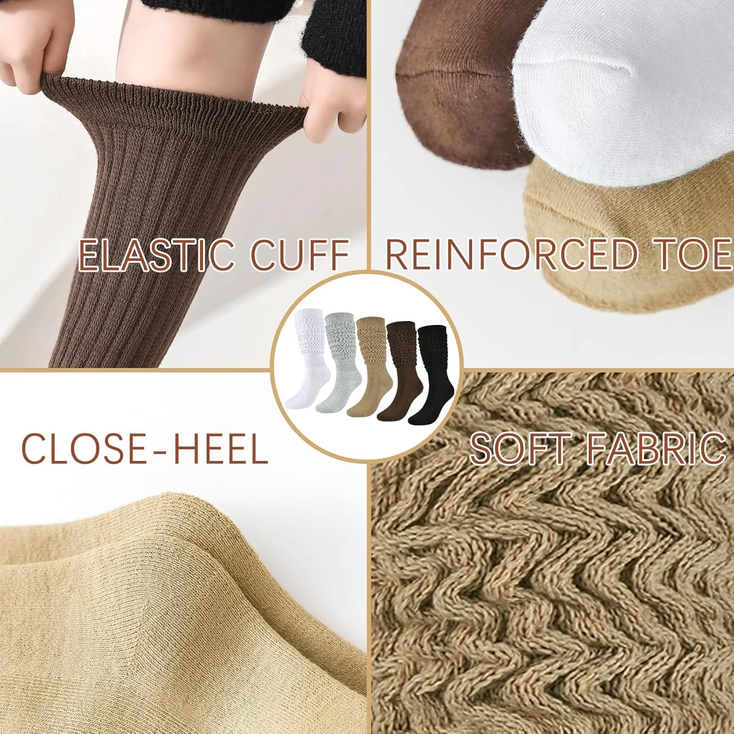 Slouch Socks Girls Cushioned Chunky Stacked Boot Socks Soft Knit Warm Long Knee High Socks Scrunch Kids