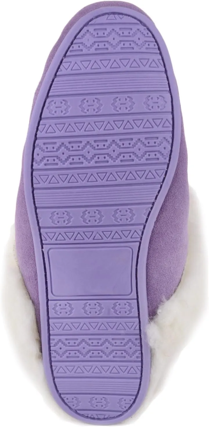 SNUGRUGS Womens Luxury Lambswool Suede Mule Slipper with Rubber Sole