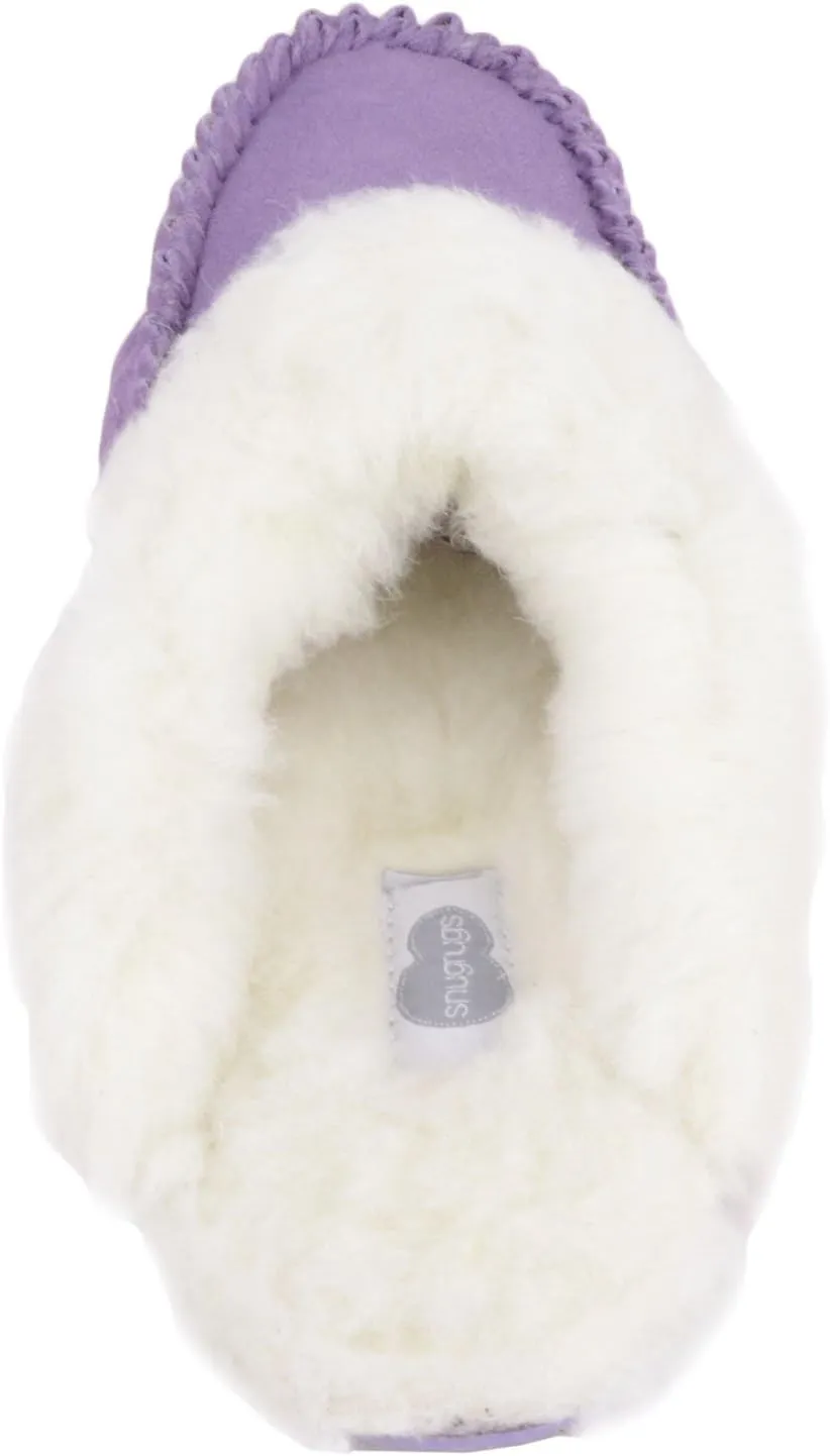 SNUGRUGS Womens Luxury Lambswool Suede Mule Slipper with Rubber Sole