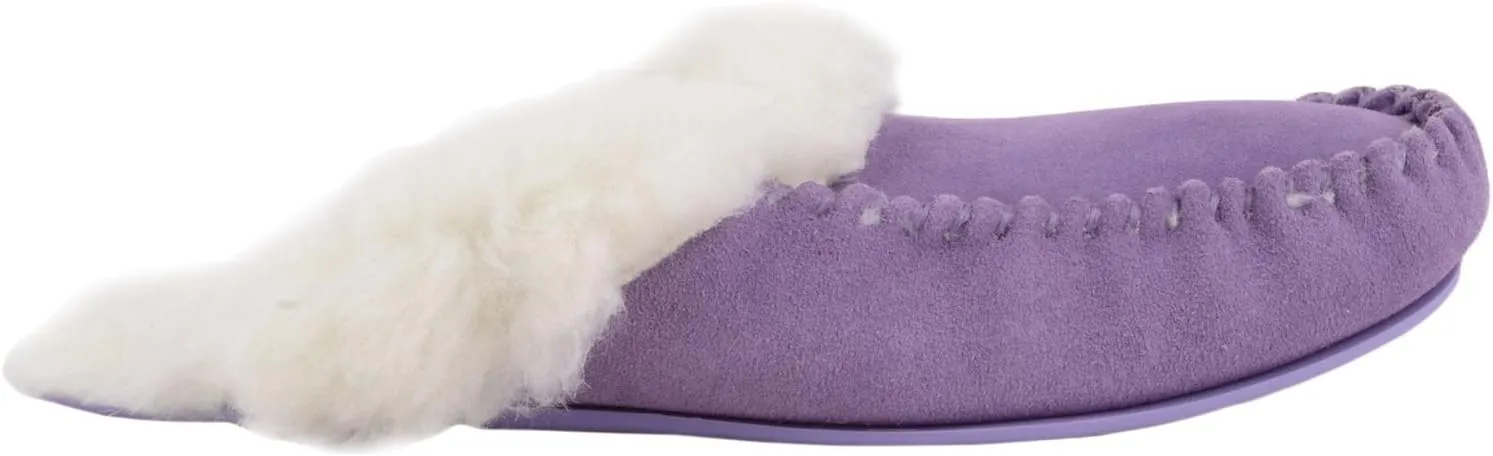 SNUGRUGS Womens Luxury Lambswool Suede Mule Slipper with Rubber Sole