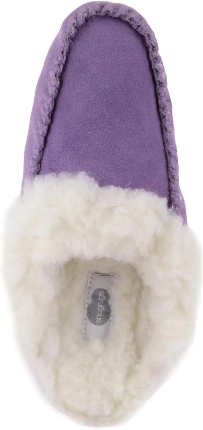 SNUGRUGS Womens Luxury Lambswool Suede Mule Slipper with Rubber Sole
