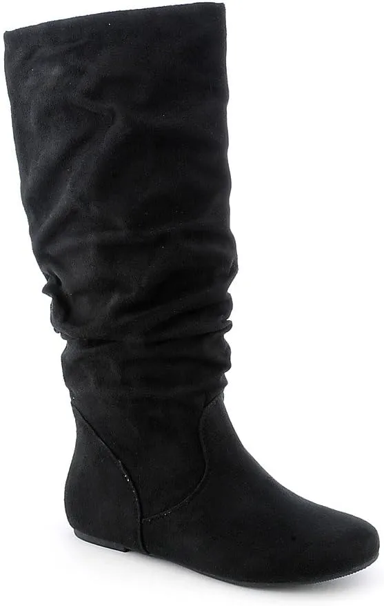 Soda Women's Zuluu Slouchy Faux Leather Knee HIgh Flats Boots