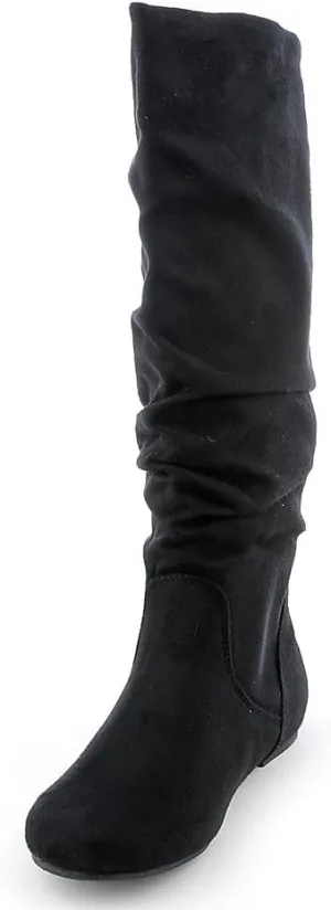 Soda Women's Zuluu Slouchy Faux Leather Knee HIgh Flats Boots