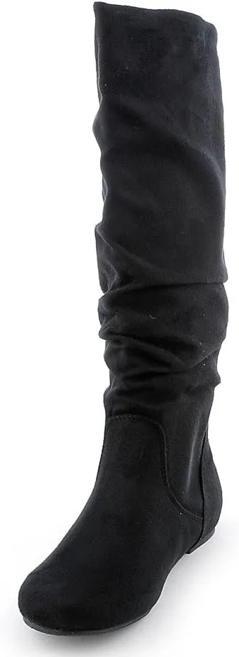 Soda Women's Zuluu Slouchy Faux Leather Knee HIgh Flats Boots