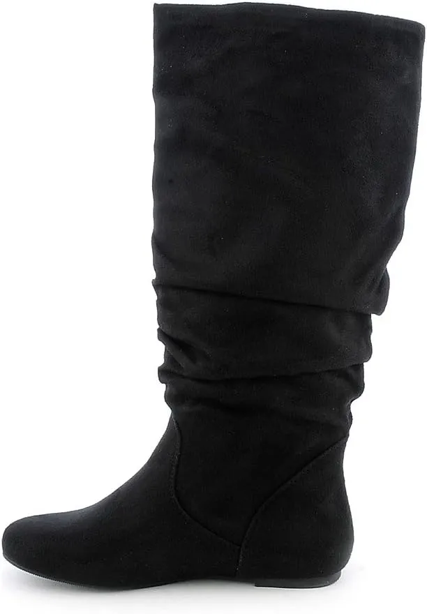 Soda Women's Zuluu Slouchy Faux Leather Knee HIgh Flats Boots