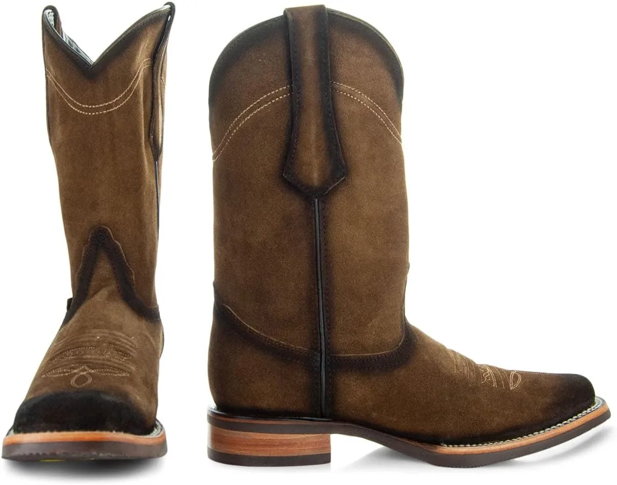 Soto Boots Men's Suede Burnished Cowboy Boots H50037