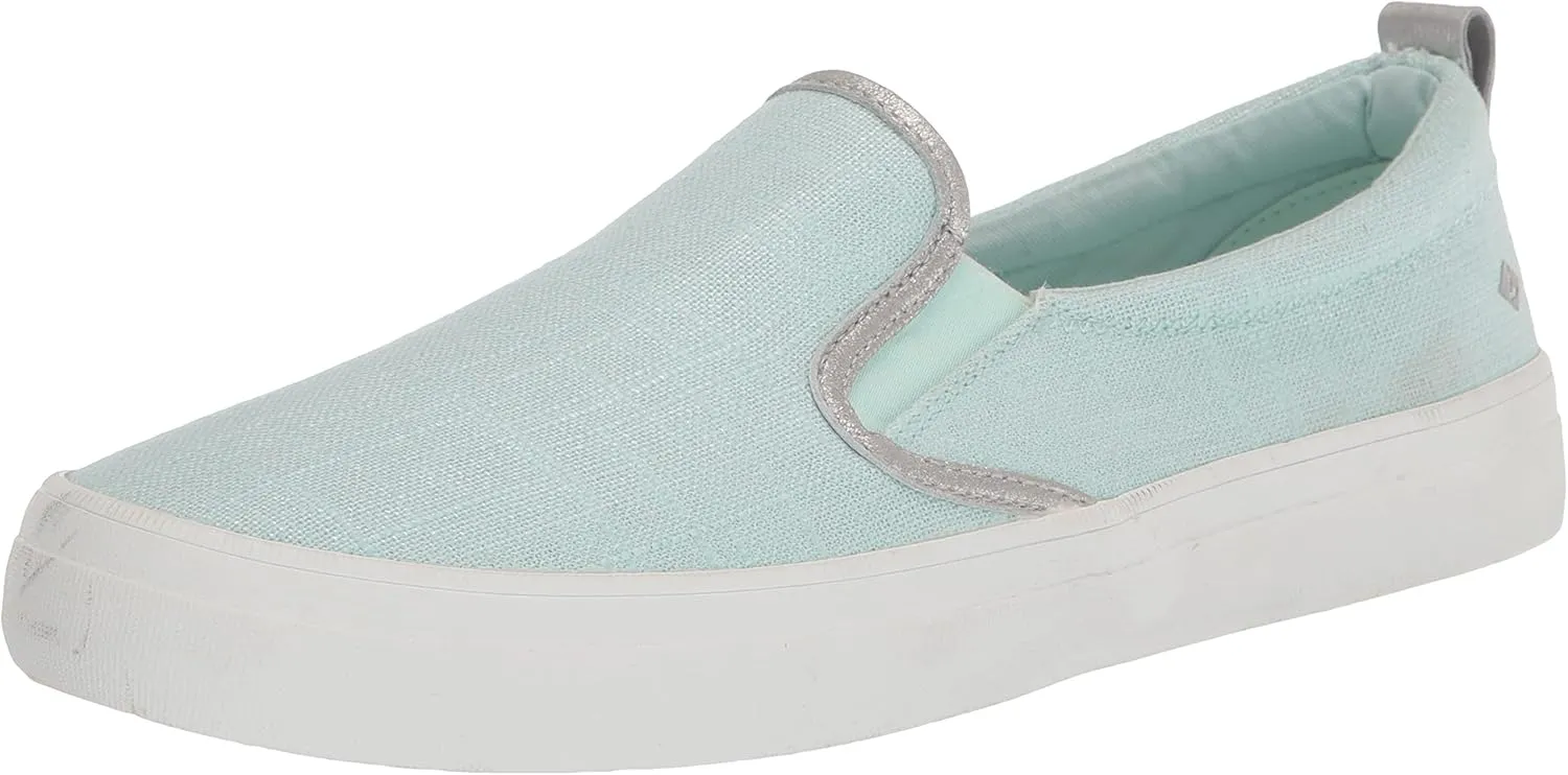 Sperry Women's Crest Twin Gore Sneaker, Blue Glass Linen, 6.5