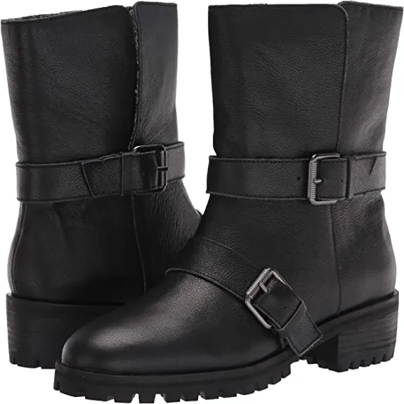 Splendid womens Inspired Lug With Fold Over Detail Motorcycle Boot, Black, 5 US