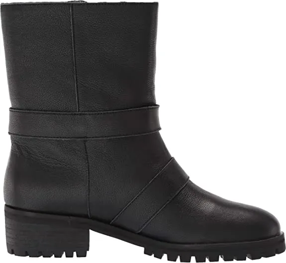 Splendid womens Inspired Lug With Fold Over Detail Motorcycle Boot, Black, 5 US