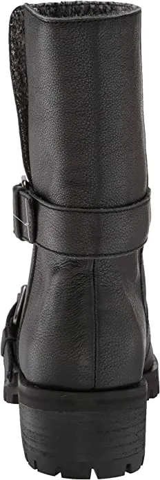 Splendid womens Inspired Lug With Fold Over Detail Motorcycle Boot, Black, 5 US