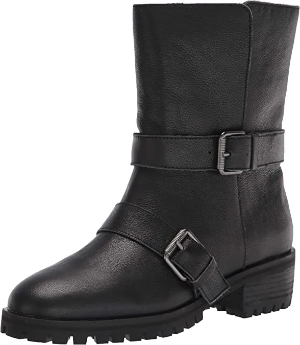 Splendid womens Inspired Lug With Fold Over Detail Motorcycle Boot, Black, 5 US