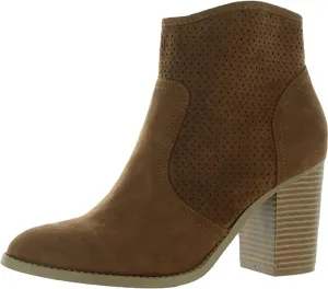 Sun   Stone Womens Adrien Perforated Ankle Booties Tan 10 Medium (B,M)