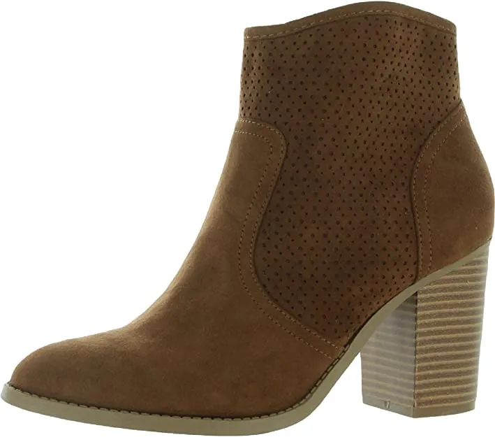 Sun   Stone Womens Adrien Perforated Ankle Booties Tan 10 Medium (B,M)