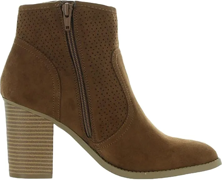 Sun   Stone Womens Adrien Perforated Ankle Booties Tan 10 Medium (B,M)