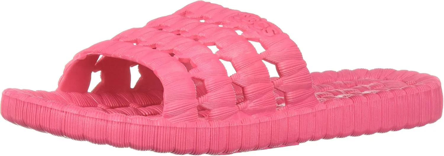 TECS Women's Flexible PVC Lightweight Relax Water Sandal | Open Toe Slipper with Drainage Hole for Beach, Showers, Dorms, & Outdoor