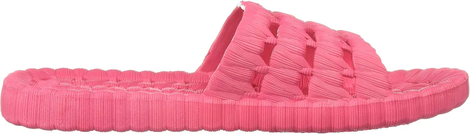 TECS Women's Flexible PVC Lightweight Relax Water Sandal | Open Toe Slipper with Drainage Hole for Beach, Showers, Dorms, & Outdoor