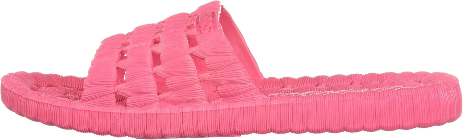 TECS Women's Flexible PVC Lightweight Relax Water Sandal | Open Toe Slipper with Drainage Hole for Beach, Showers, Dorms, & Outdoor