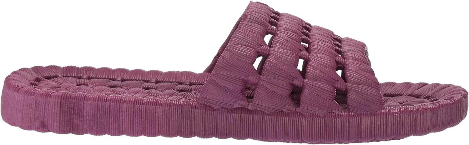 TECS Women's Flexible PVC Lightweight Relax Water Sandal | Open Toe Slipper with Drainage Hole for Beach, Showers, Dorms, & Outdoor