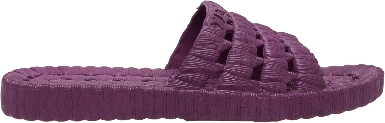 TECS Women's Flexible PVC Lightweight Relax Water Sandal | Open Toe Slipper with Drainage Hole for Beach, Showers, Dorms, & Outdoor
