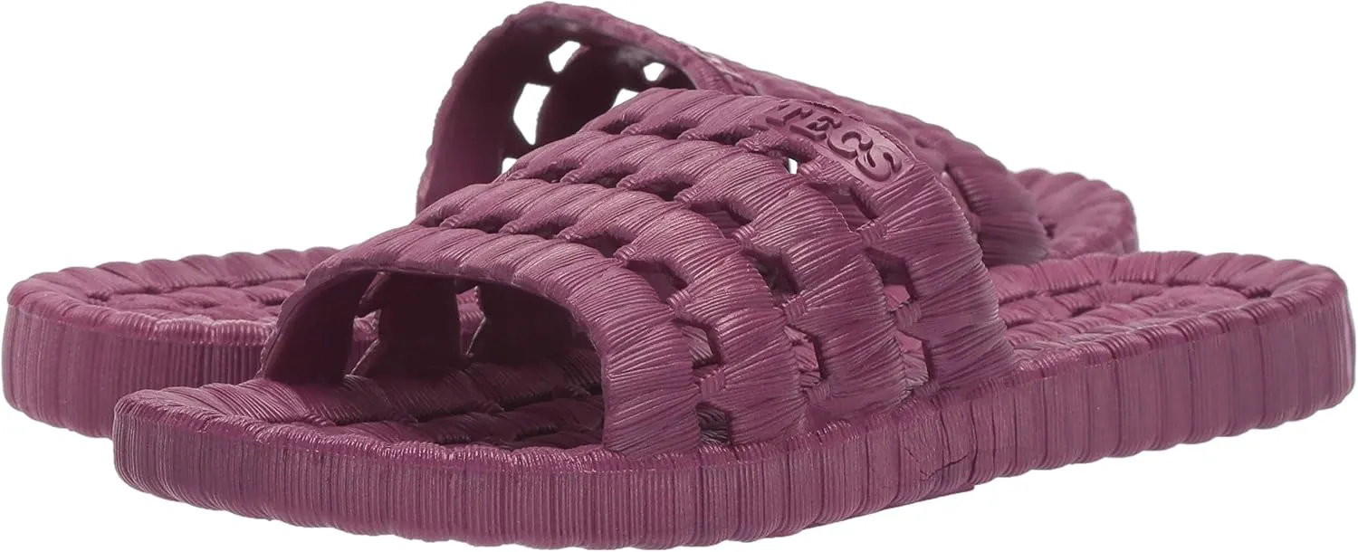TECS Women's Flexible PVC Lightweight Relax Water Sandal | Open Toe Slipper with Drainage Hole for Beach, Showers, Dorms, & Outdoor