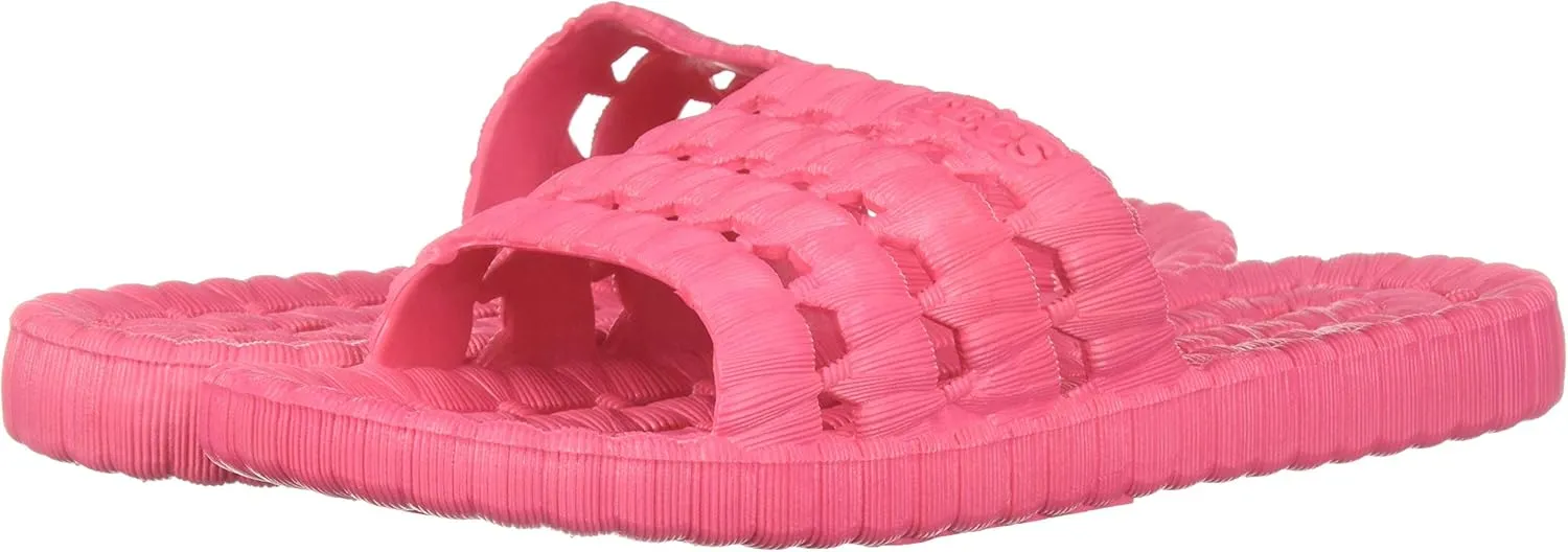 TECS Women's Flexible PVC Lightweight Relax Water Sandal | Open Toe Slipper with Drainage Hole for Beach, Showers, Dorms, & Outdoor