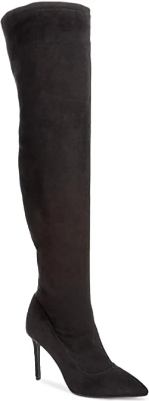 Thalia Sodi Womens Rominaa Suede Tall Over-The-Knee Boots Black 8 Medium (B,M)