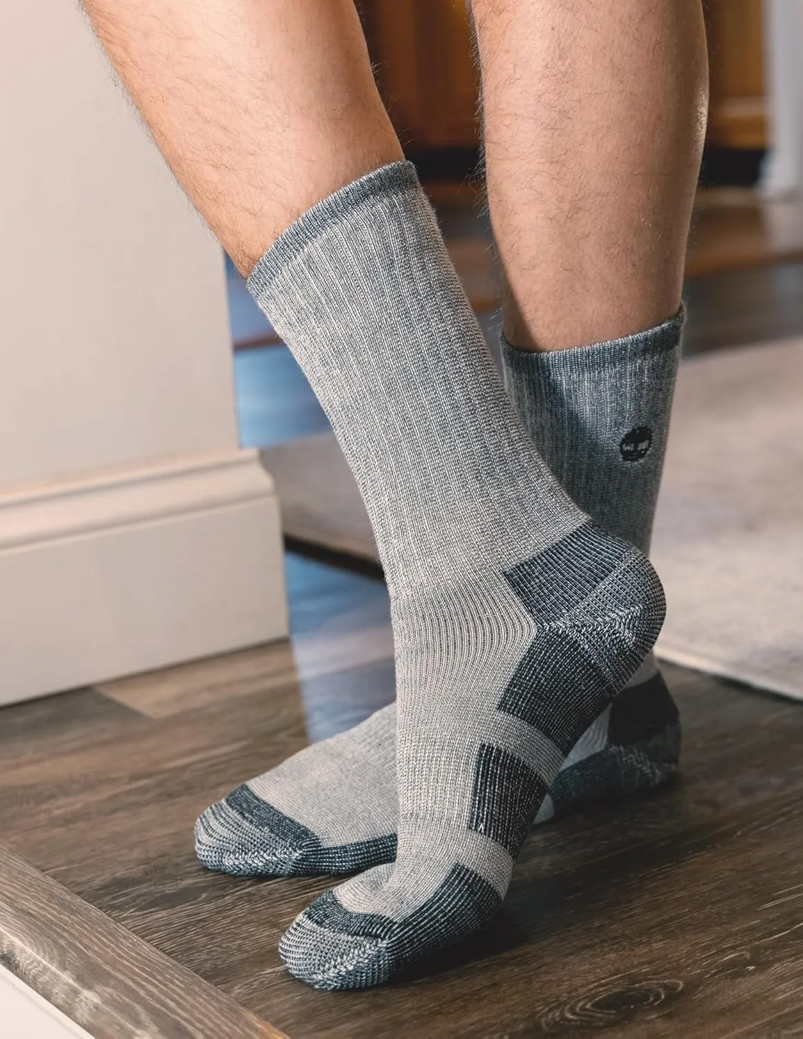 Timberland Men's Wool, Hiking, Winter, Thermal Boot, Full Cushioned Crew Socks with Arch Support