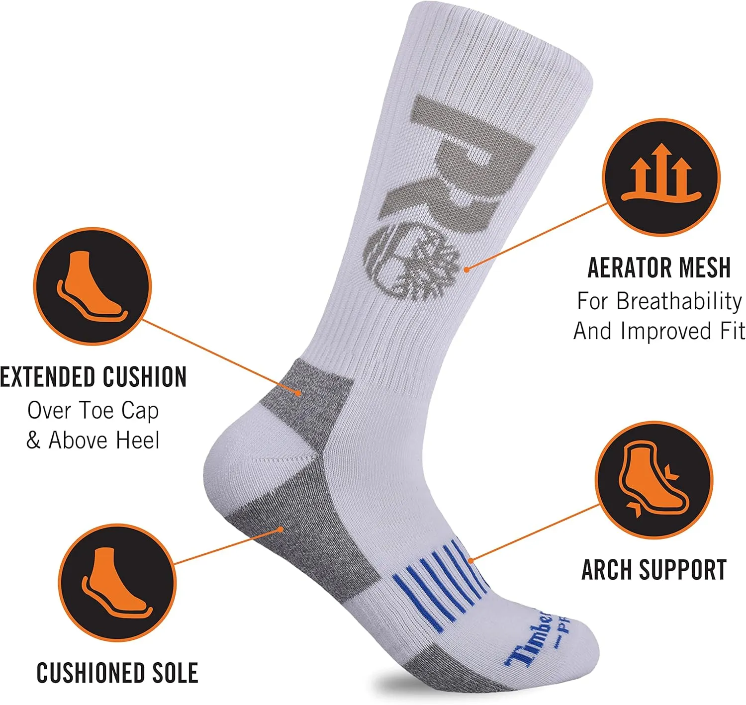 Timberland PRO Men's 6-Pack Crew Socks