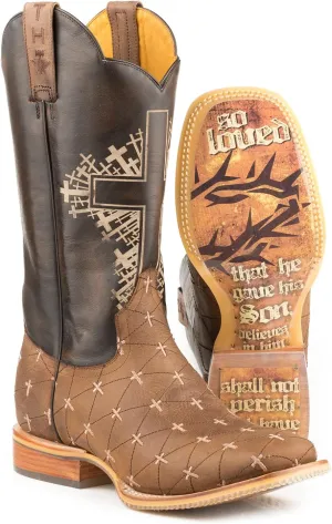 Tin Haul Men's John 3:16 Western Boot Square Toe - 14-020-0077-0426 TA 9.5 D(M) US Tan