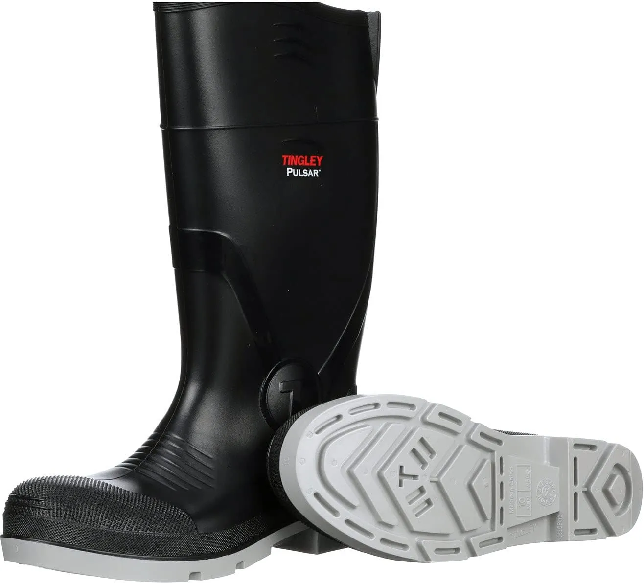 Tingley 43151 Pulsar PVC Plain Toe Knee Boot, Gray/Black