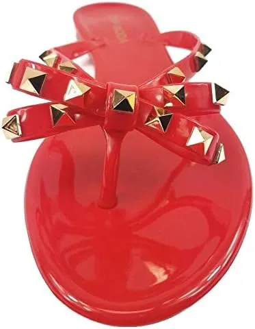TOP Moda Womens Studded Jelly Flip Flops Sandals with Bow
