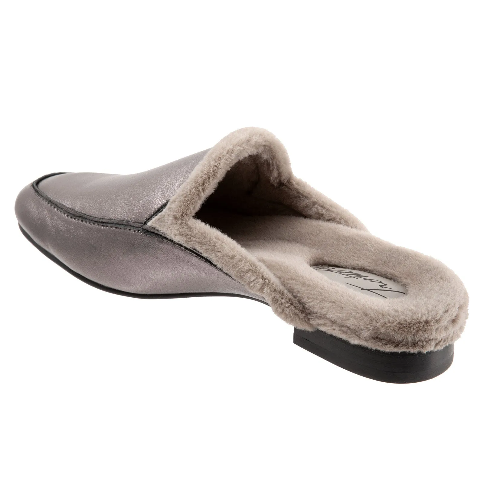 Trotters Ginette T2159-043 Womens Gray Leather Slip On Mule Sandals Shoes