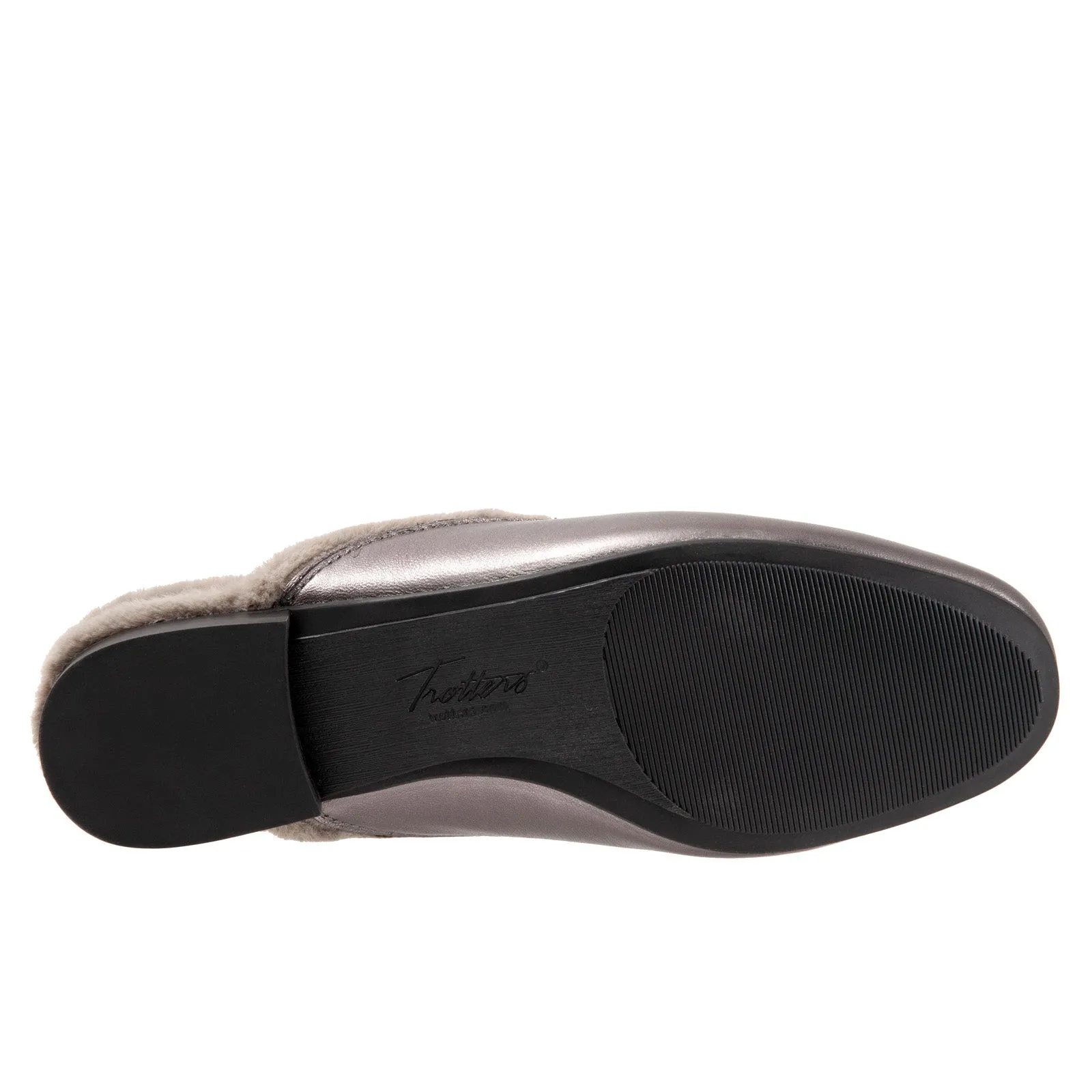 Trotters Ginette T2159-043 Womens Gray Leather Slip On Mule Sandals Shoes