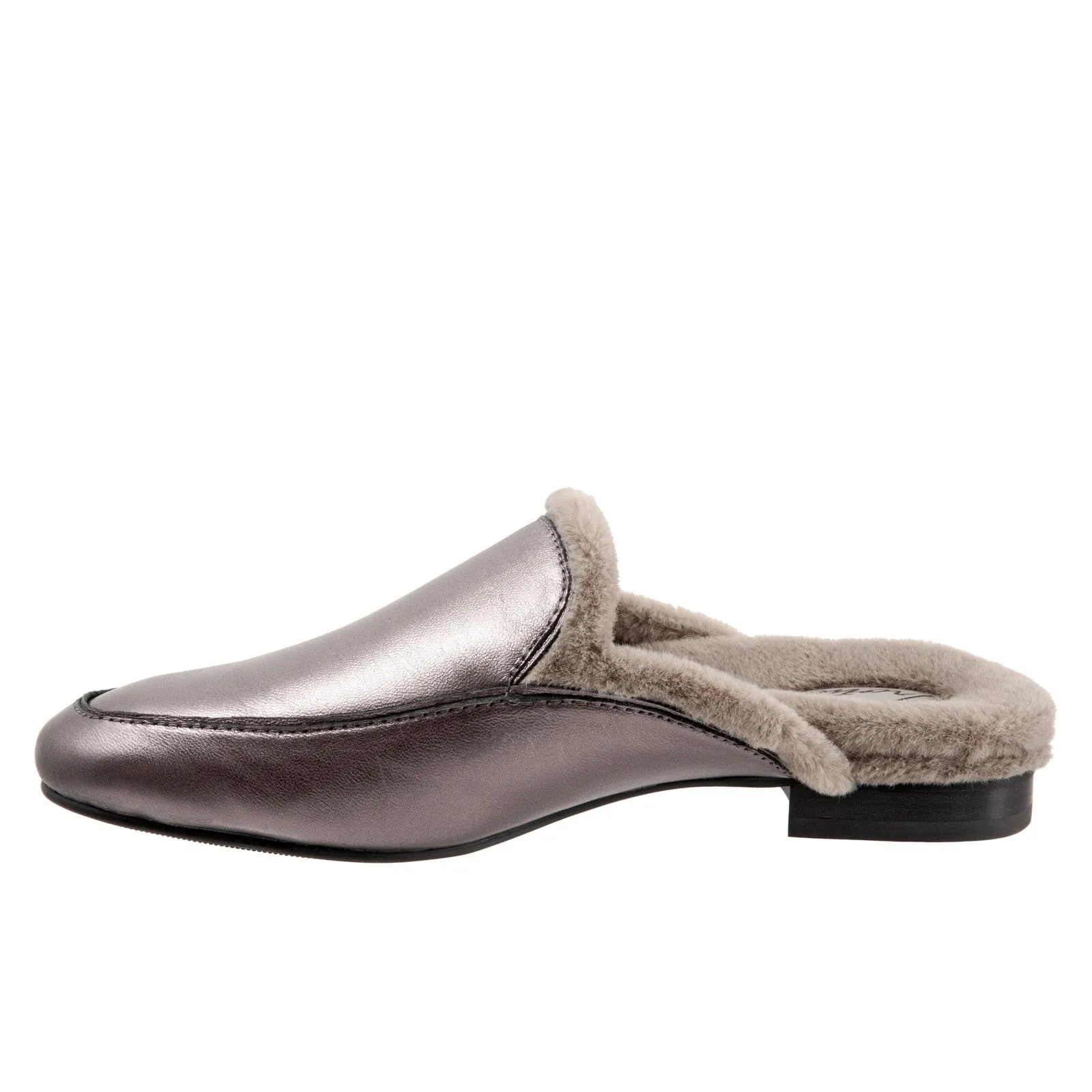 Trotters Ginette T2159-043 Womens Gray Leather Slip On Mule Sandals Shoes