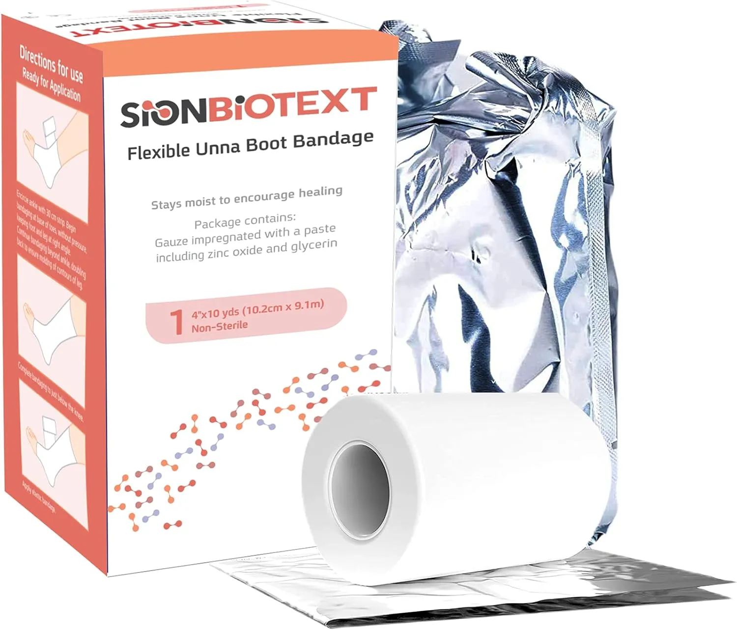 Unna Boot Zinc Flexible Compression Bandage Maintain Moist Healing Environment Medical Dressing Wrap Gauze EMS First Aid Supplies 4 Inches X 30 Foot Roll