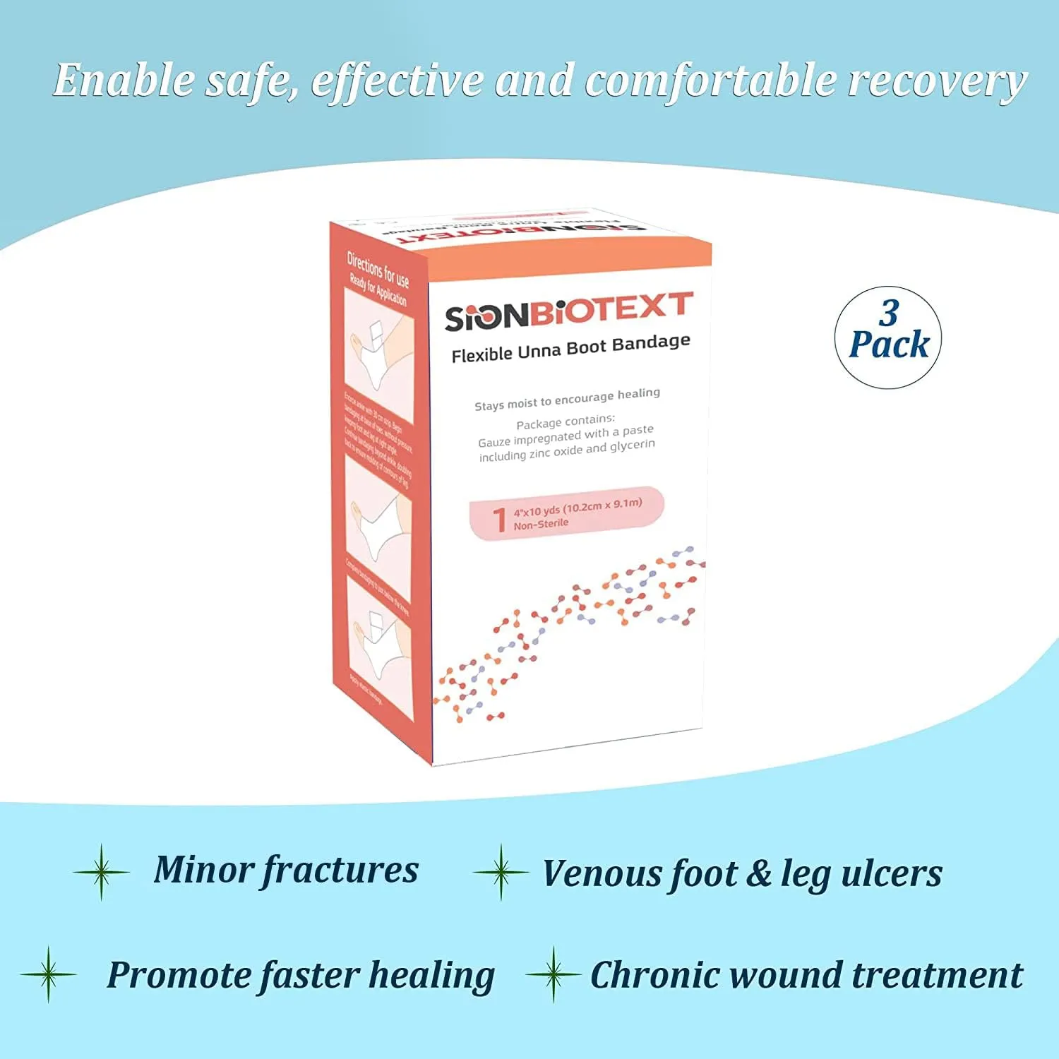Unna Boot Zinc Flexible Compression Bandage Maintain Moist Healing Environment Medical Dressing Wrap Gauze EMS First Aid Supplies 4 Inches X 30 Foot Roll