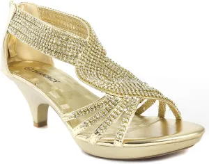 V-Luxury Womens Open Toe Med Heel Wedding Sandal Shoes