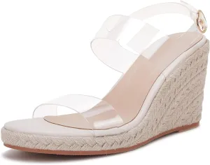 VETASTE Womens Espadrille Wedge Sandals Heels Open Toe Platform High Heeled Ankle Strap Buckle Dress Wedges Shoes