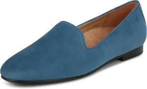 Vionic Womens North Willa Comfort Flats- Supportive Walking Shoes for Heel Pain, Plantar Fasciitis with an Arch Support Dark Teal Suede 8.5 Medium