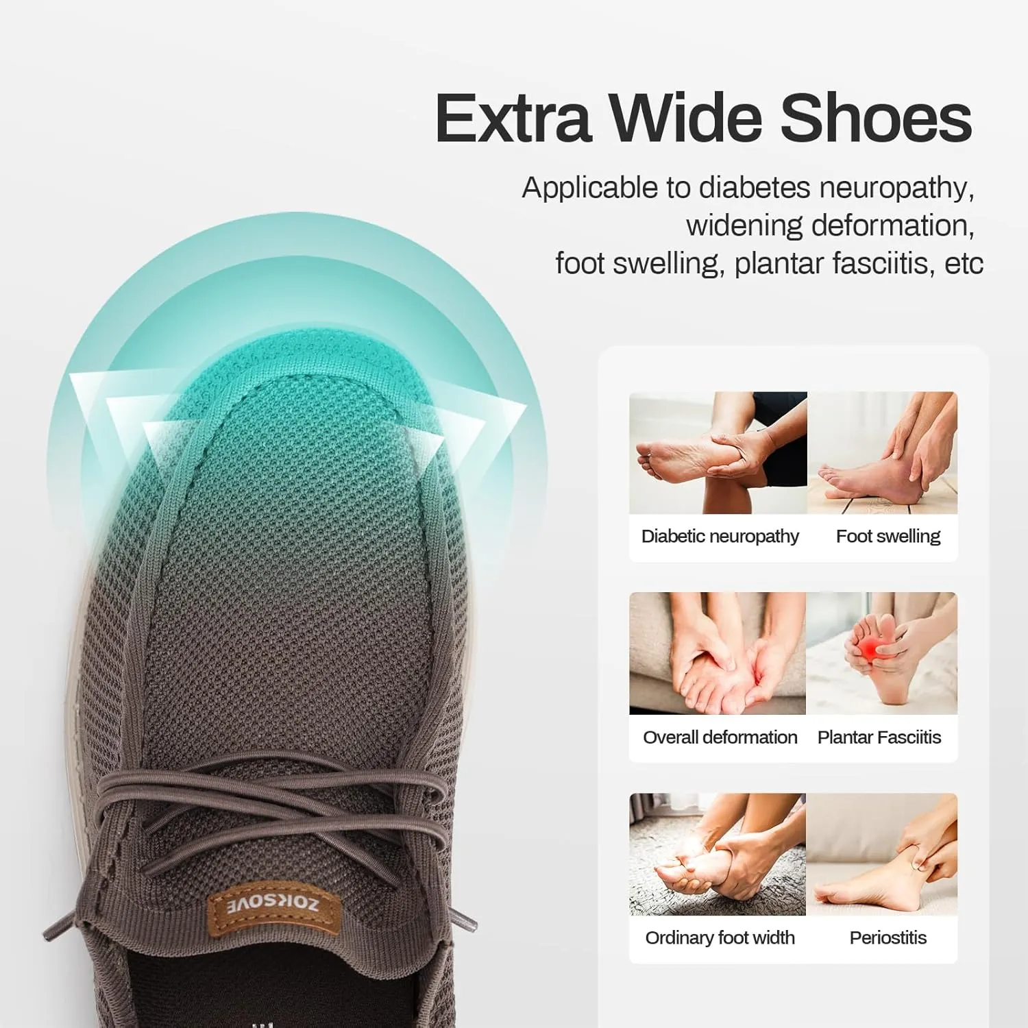 Wide Shoes for Men - Comfort Slip on Walking Loafers with Arch Support - Mens Wide Orthopedic Shoes for Plantar Fasciitis - Black