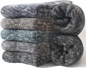 Wildarms 5 Pairs Thermal Warm Socks for Men Thick Winter Cozy Hiking Socks Men’s Cotton Breathable Cushioned Boot Socks