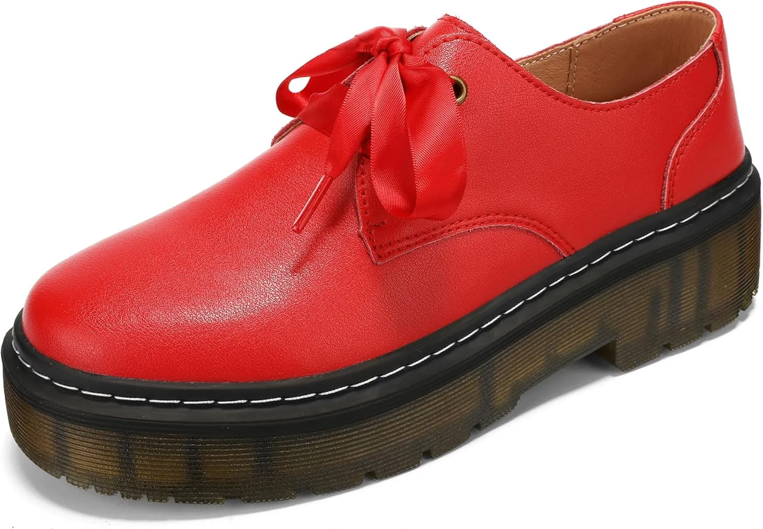 Women Lace-up Platform Chunky Loafers Classic Lug Sole Oxford Shoes Business Work Office Dress Shoes