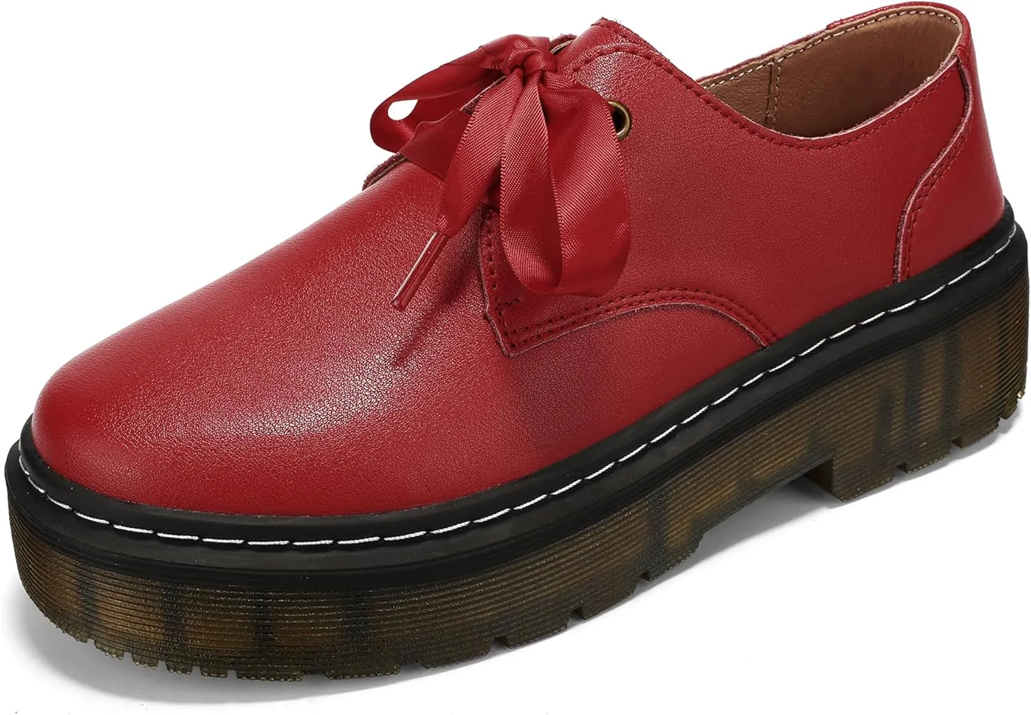Women Lace-up Platform Chunky Loafers Classic Lug Sole Oxford Shoes Business Work Office Dress Shoes