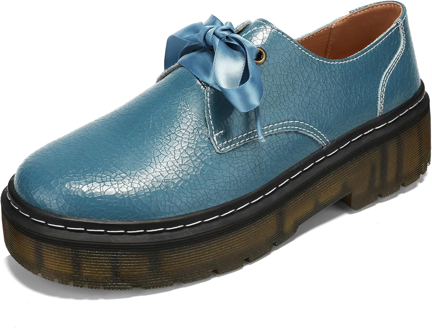 Women Lace-up Platform Chunky Loafers Classic Lug Sole Oxford Shoes Business Work Office Dress Shoes