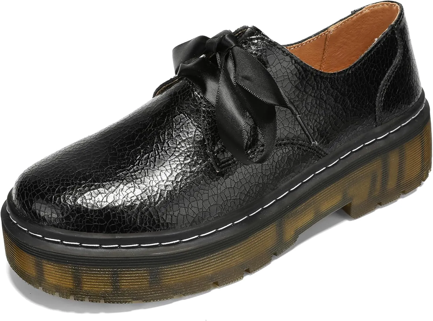 Women Lace-up Platform Chunky Loafers Classic Lug Sole Oxford Shoes Business Work Office Dress Shoes