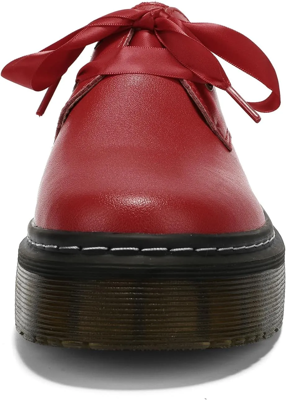Women Lace-up Platform Chunky Loafers Classic Lug Sole Oxford Shoes Business Work Office Dress Shoes