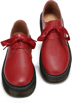 Women Lace-up Platform Chunky Loafers Classic Lug Sole Oxford Shoes Business Work Office Dress Shoes